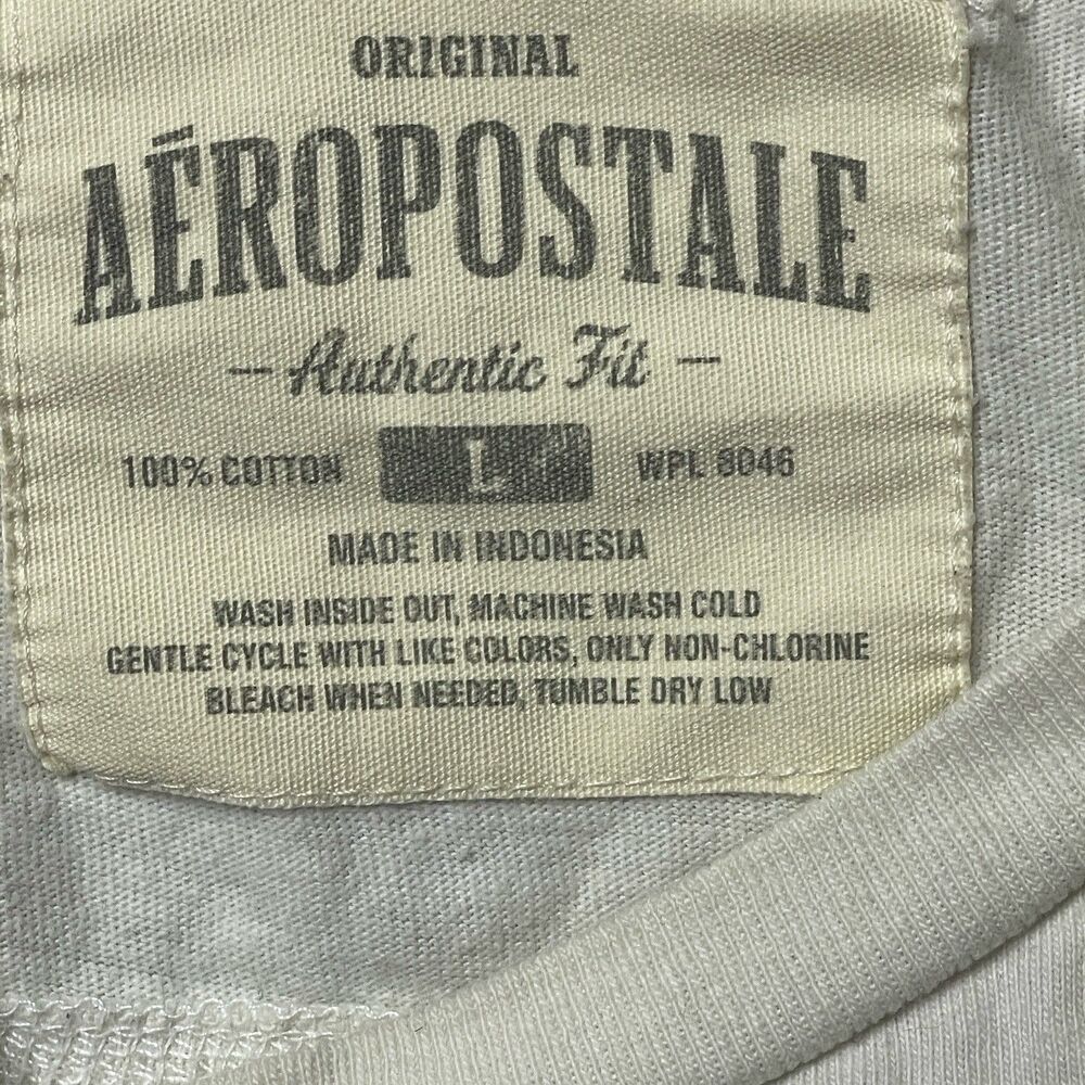 Aeropostale Spell out Y2K Vintage T-Shirt Tan Men's Size Large - Picture 3 of 3